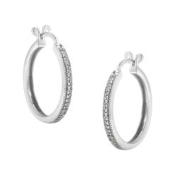 Haus of Brilliance Sterling Silver 1/20ct TDW Diamond Hoop Earrings (I-J,I3-promo)