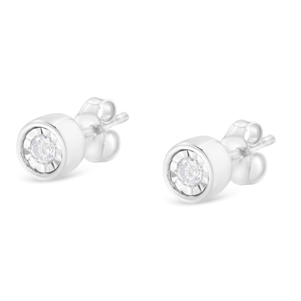Sterling Silver 1/5ct Diamond Bezel-Set Stud Earrings (I-J, I2-I3)