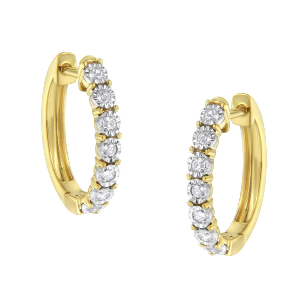 10K Two-Toned Gold 1/4ct TDW Diamond Hoop Earring (J-K,I2-I3)