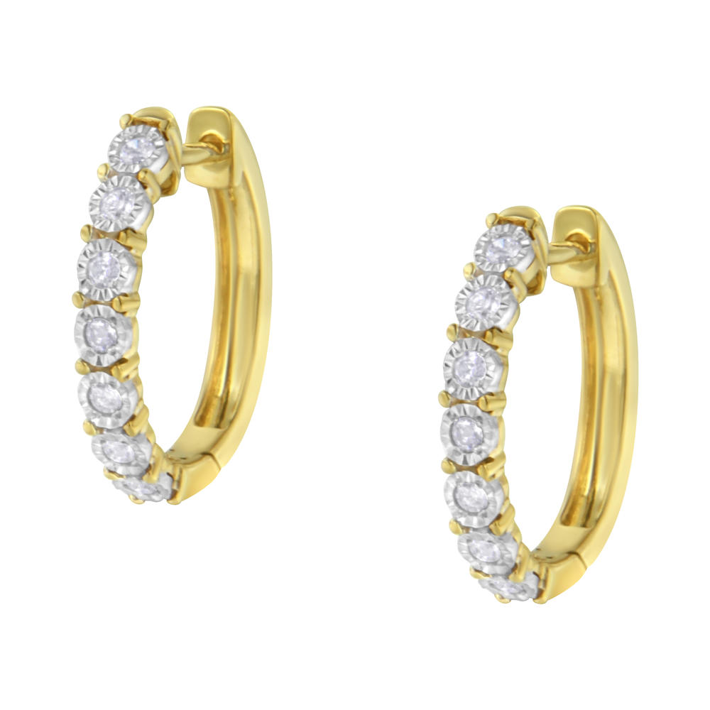 10K Two-Toned Gold 1/4ct TDW Diamond Hoop Earring (J-K,I2-I3)