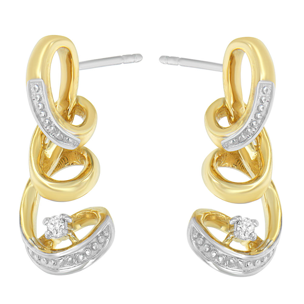 Espira 10K Two Tone Gold 1/20ct TDW Round cut Diamond Earring (I-J, I1-I2)