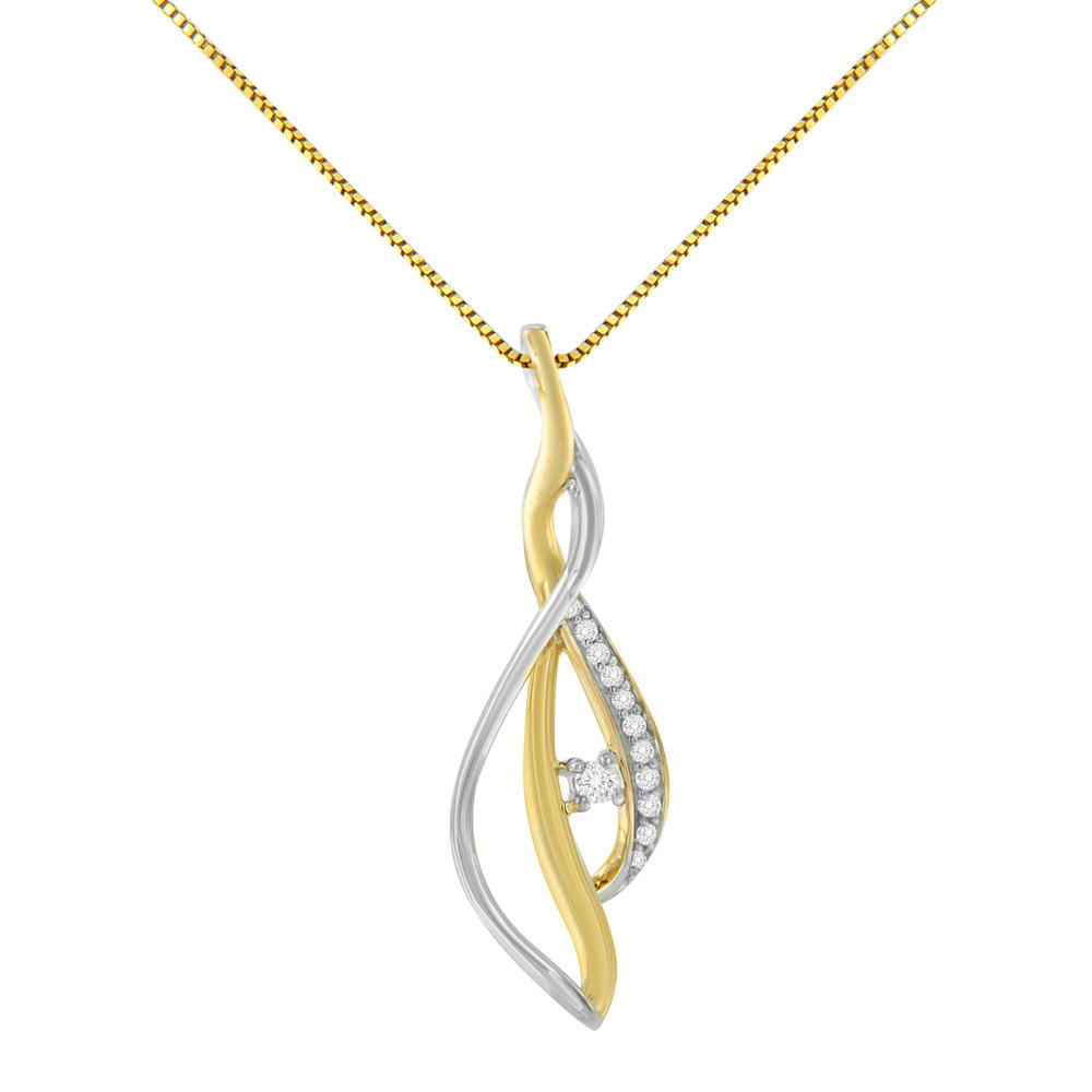 Espira  10K Two-Tone Gold 1/10ct TDW  Diamond Cascade Pendant Necklace (I-J, I1-I2)
