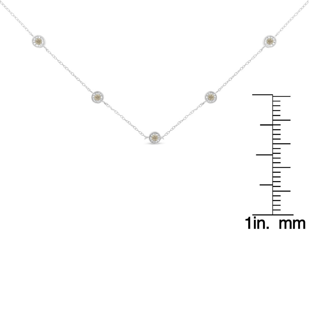 Sterling Silver 1/2ct TDW Diamond Station Necklace (I-J, I1-I2)
