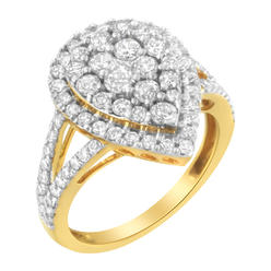2 Micron Yellow Plated Sterling Silver 1 1/2ct TDW Diamond Cluster Ring (J-K,I1-I2)
