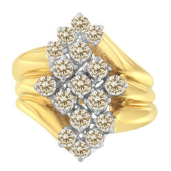 2 Micron 10K Yellow Gold Plated Sterling Silver 1 1/2ct TDW. Diamond Cocktail Ring (J-K,I1-I2)