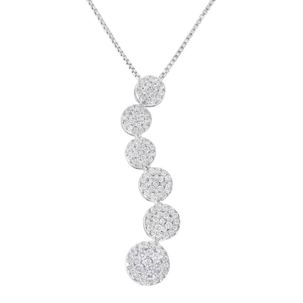 Haus of brilliance 14K White Gold 1ct TDW Diamond Cluster Journey Pendant Necklace (H-I, I1-I2)
