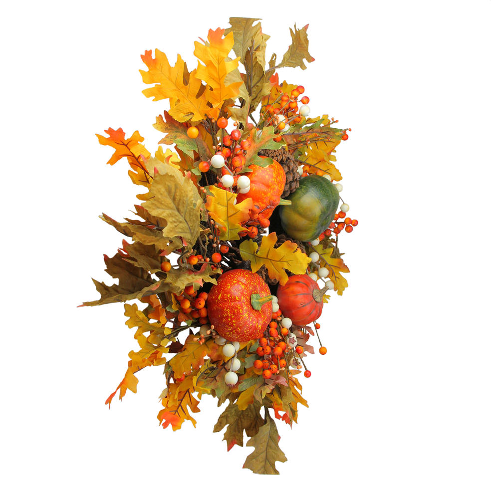 Northlight Fall Leaves  Pine Cones and Pumpkins Artificial Thanksgiving Wreath - 24-Inch  Unlit