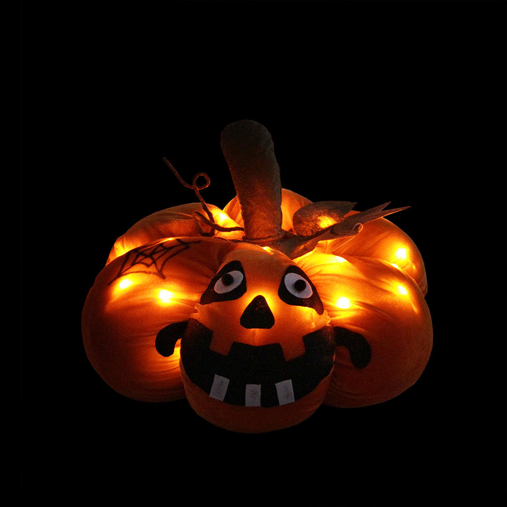 Northlight 15" Orange LED Lighted Plush Jack-o-Lantern Pumpkin Halloween Decoration