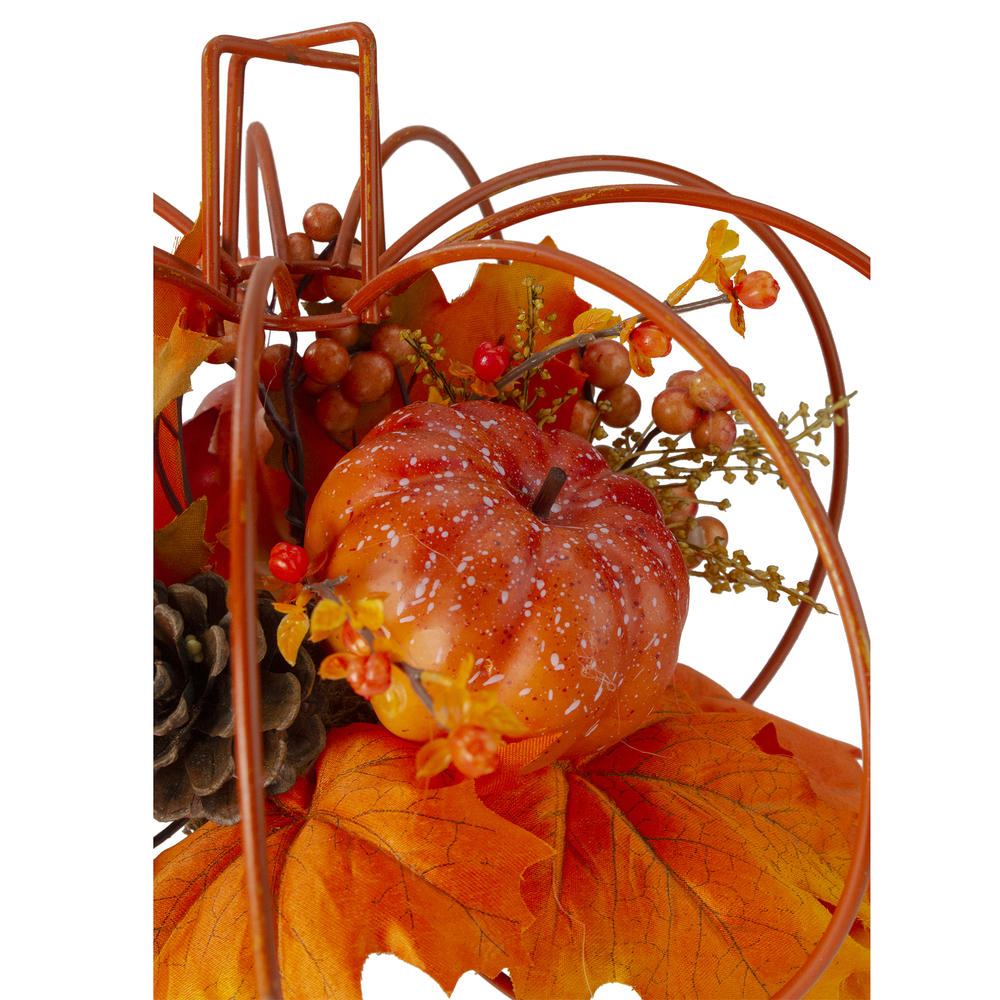 Northlight 12" Autumn Harvest Maple Leaf & Berry Thanksgiving Pumpkin Decoration