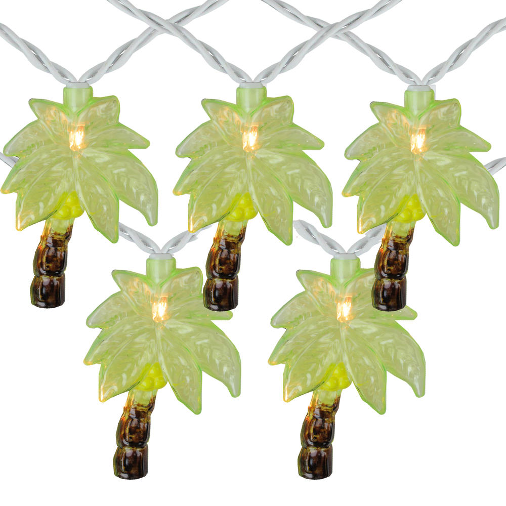 Northlight 10 Green Tropical Palm Tree Patio String Lights - 7.25ft White Wire