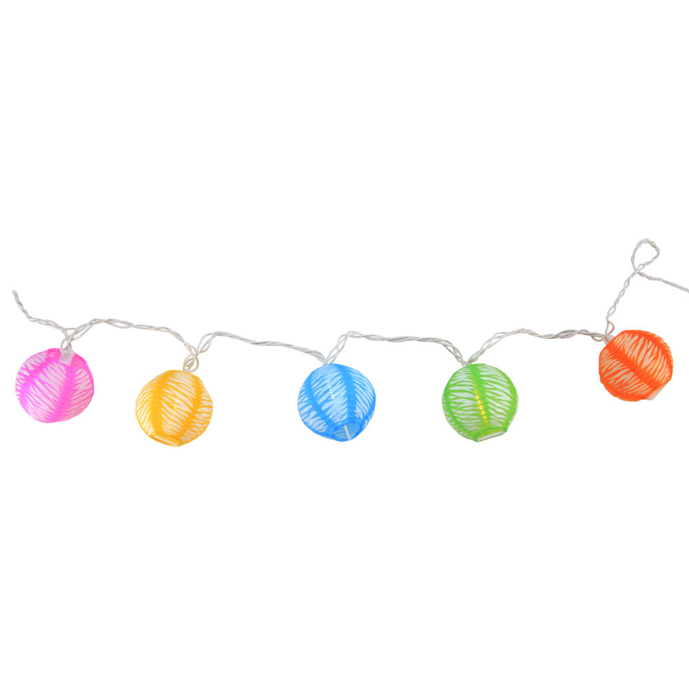 Northlight 10 Multi-Color Round Chinese Lantern String Lights - 7.25ft. White Wire