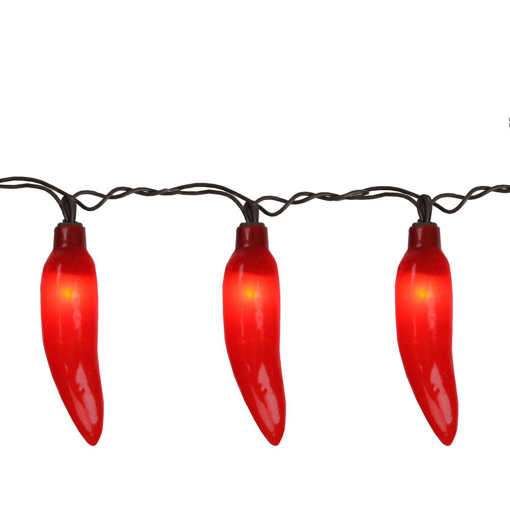 Northlight 35-Count Red Chili Pepper Patio String Light Set  22.5ft Brown Wire