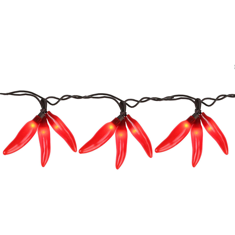 Northlight 36 Red Chili Pepper Cluster String Lights - 7.5ft Brown Wire