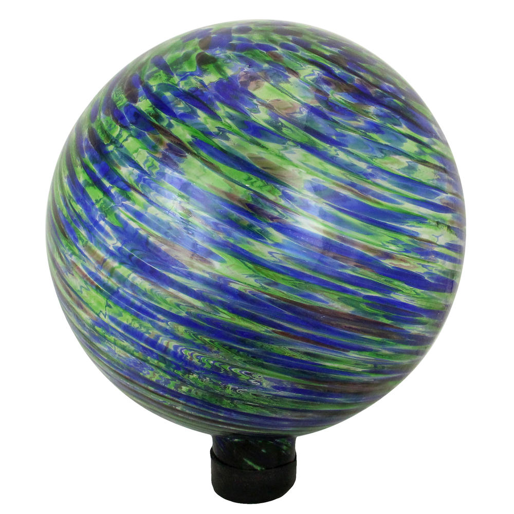 Northlight 10" Green and Blue Swirl Designed Outdoor Patio Garden Gazing Ball