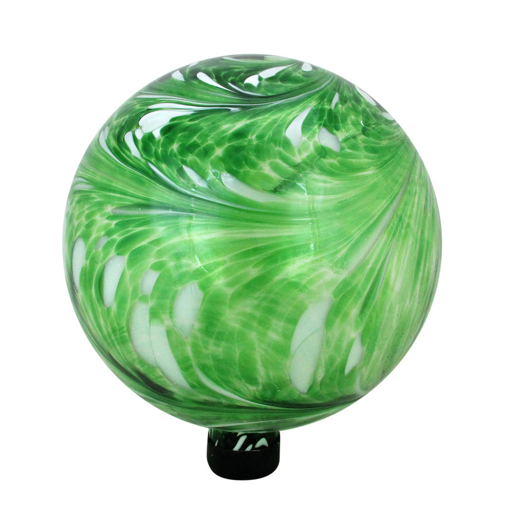 Northlight 10" Green and White Swirl Designed Outdoor Patio Garden Gazing Ball