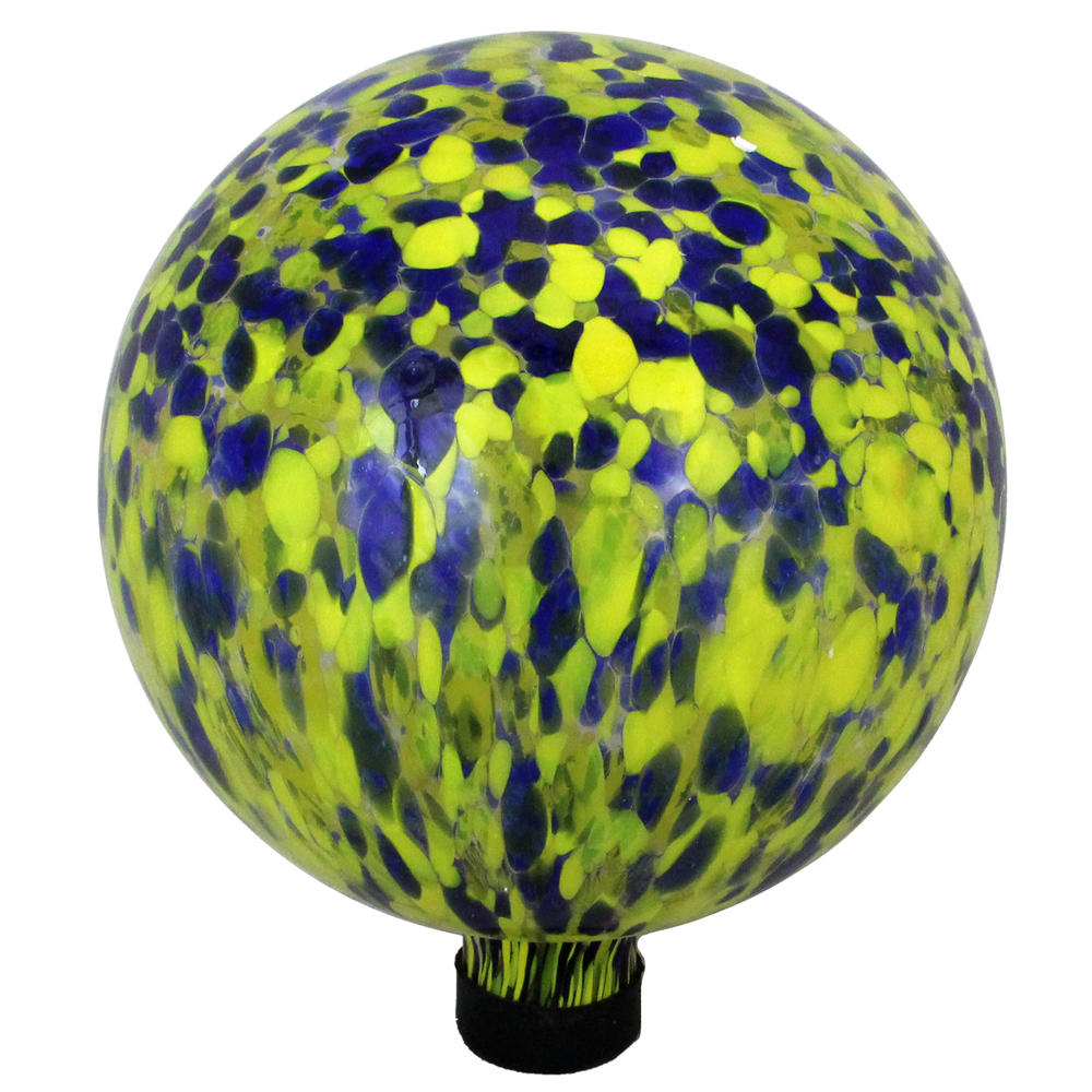 Northlight 10" Yellow and Blue Speckled Designed Outdoor Patio Garden Gazing Ball