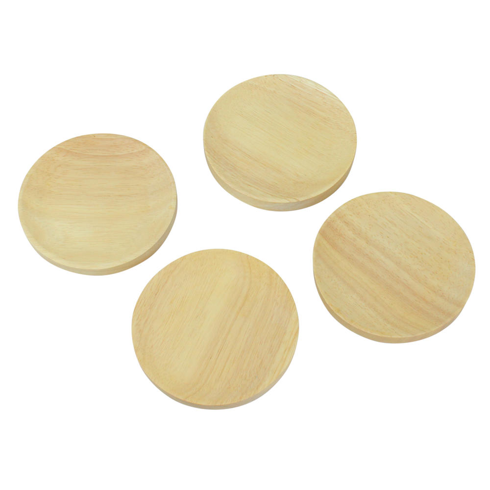 Avon Set of 4 Wood Wine Glass Appetizer Plates  4.5-Inches