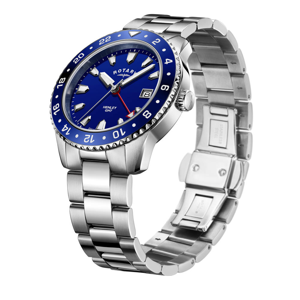 Men's Henley Silver Tone Blue Dial Bracelet Watch