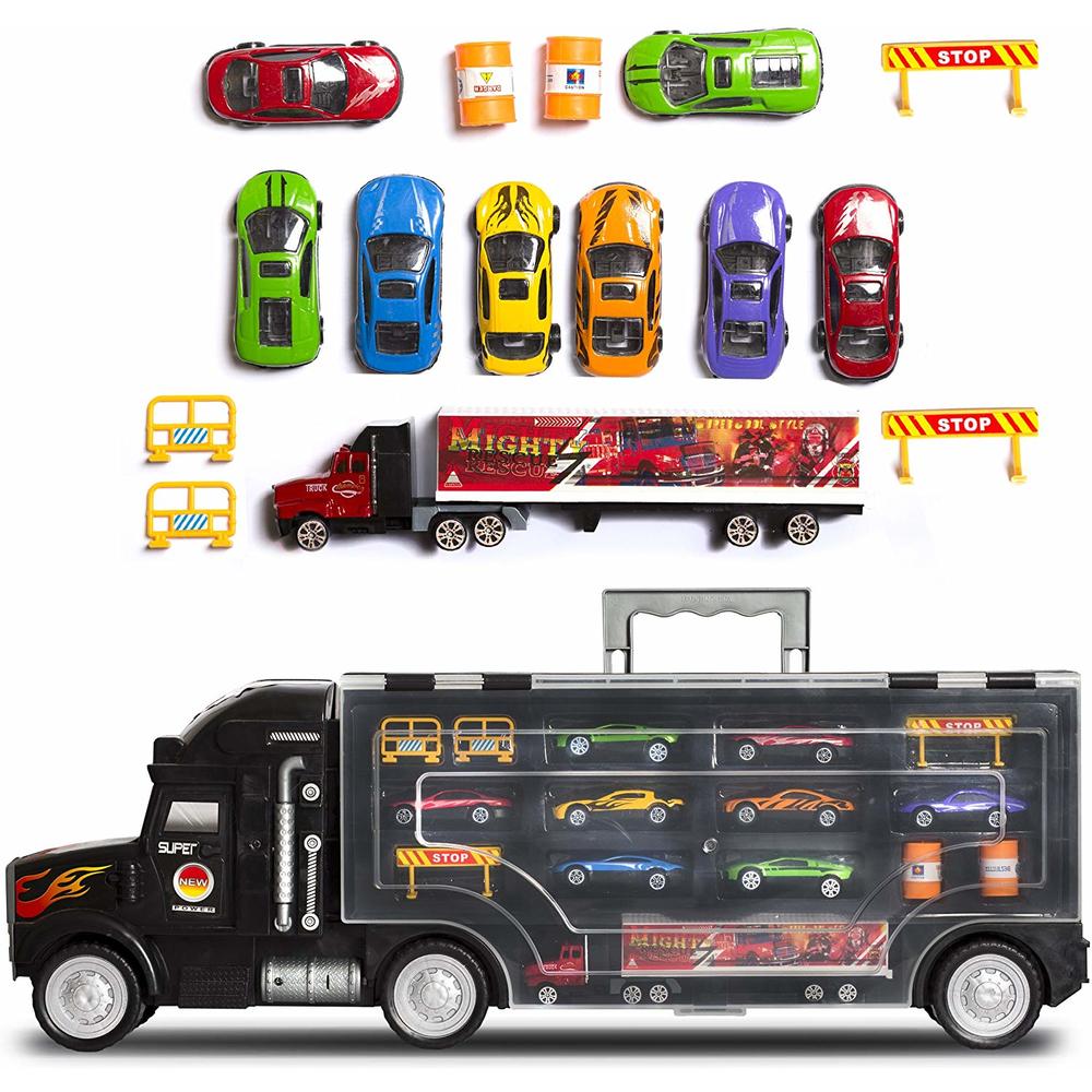 Big-Daddy Extra Large Transport Toy Truck Car Carrier Tractor Trailer with 12 Cars and Accessories