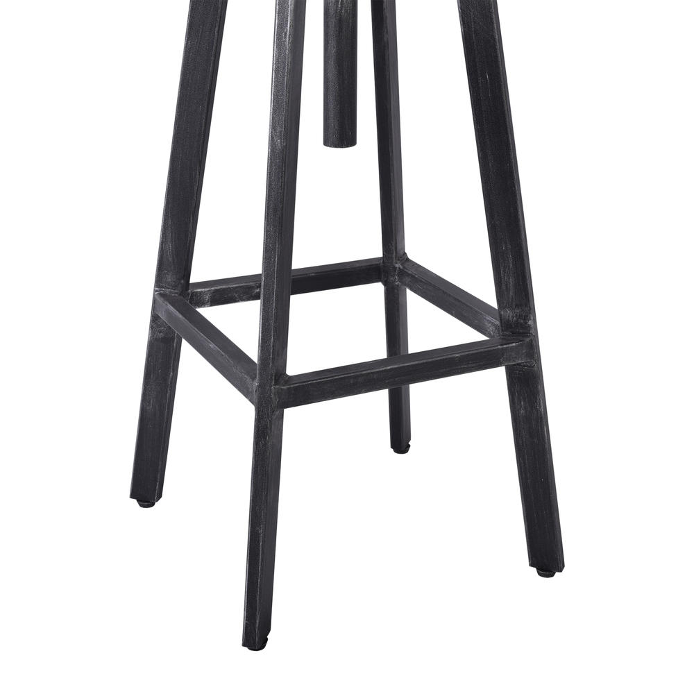 Today's Mentality Thomas Industrial Backless Adjustable Metal Barstool in Silver Brushed Gray with Rustic Pine Wood Seat