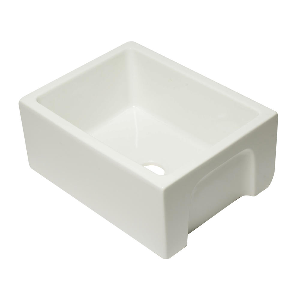 ALFI Brand  AB2418HS-B 24 inch Biscuit Reversible Smooth / Fluted Single Bowl Fireclay Farm Sink