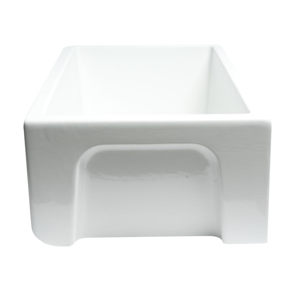 ALFI Brand  AB3318HS-W White 33" x 18" Reversible Fluted / Smooth Single Bowl Fireclay Farm Sink