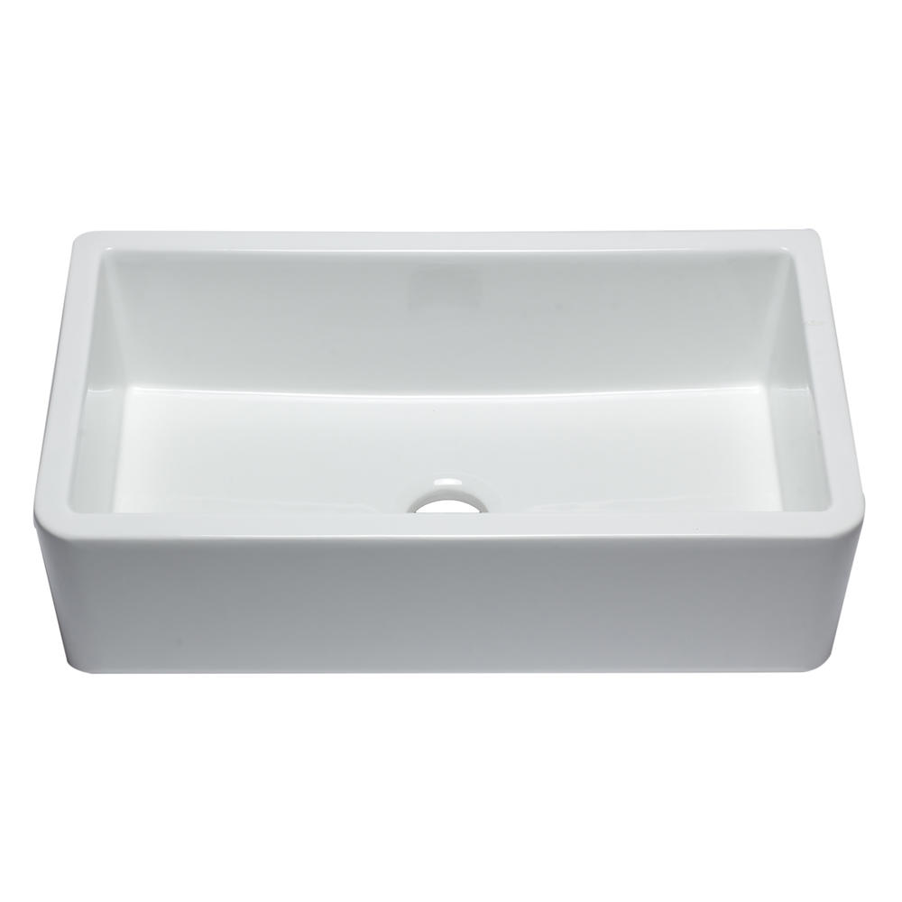 ALFI Brand 33" White Smooth Apron Solid Thick Wall Fireclay Single Bowl Farm Sink
