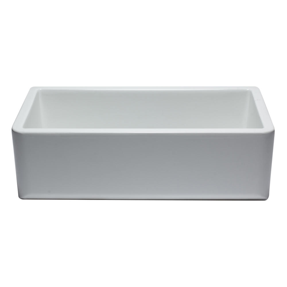 ALFI Brand 33" White Smooth Apron Solid Thick Wall Fireclay Single Bowl Farm Sink