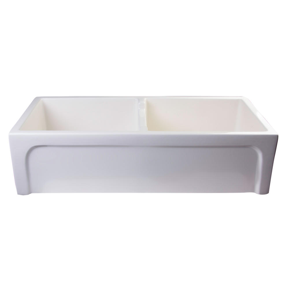 ALFI Brand  AB3918ARCH-B  39" Biscuit Arched Apron Thick Wall Fireclay Double Bowl Farm Sink