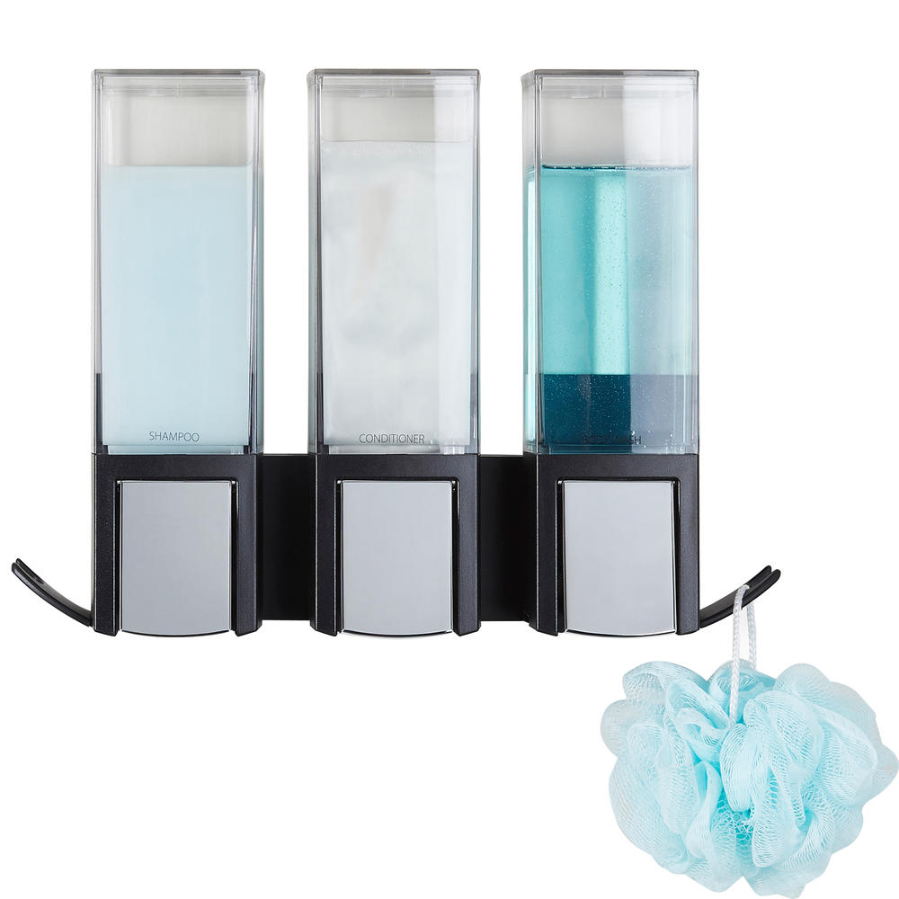 Better Living CLEVER Soap and Shower Triple Dispenser Black