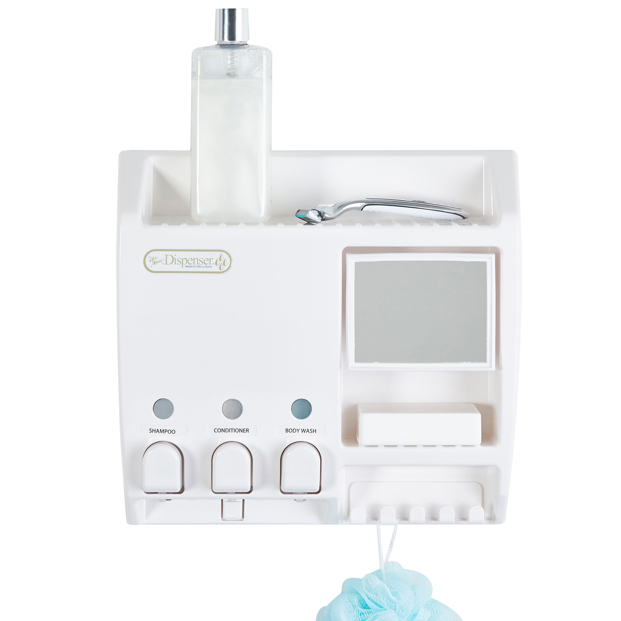 Better Living ULTI-MATE Soap and Shower Dispenser 3 Chamber White with Mirror Better Living ULTI-MATE Soap and Shower Dispenser 3 Chamber White with Mirror