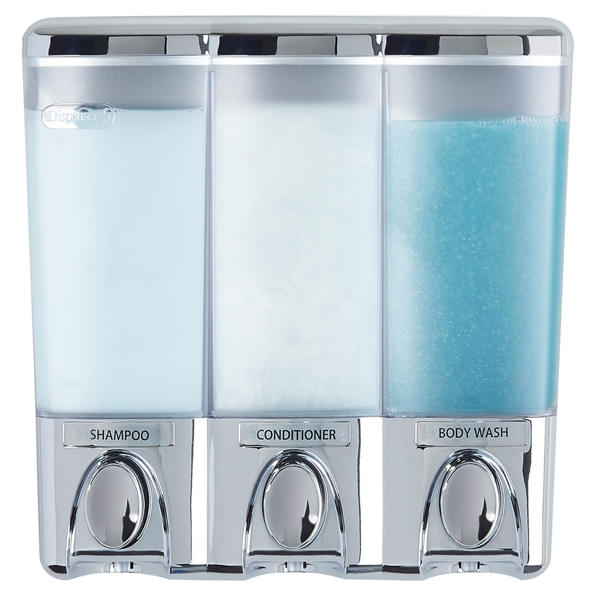 Better Living CLEAR CHOICE Soap and Shower Dispenser 3 Chamber Chrome, Silver Better Living CLEAR CHOICE Soap and Shower Dispenser 3 Chamber Chrome, Silver