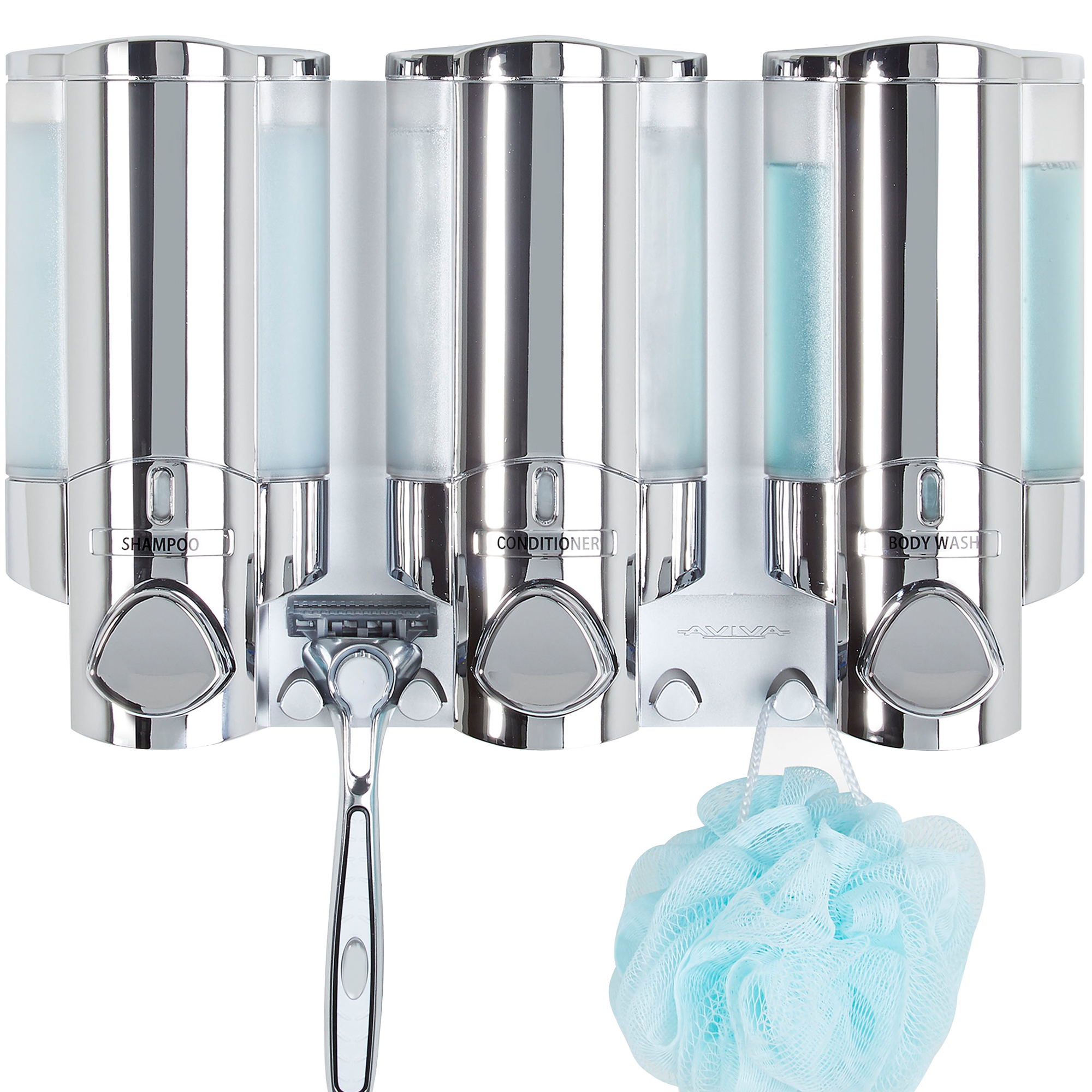 Better Living AVIVA Soap and Shower Dispenser 3 Chamber Chrome, Silver Better Living AVIVA Soap and Shower Dispenser 3 Chamber Chrome, Silver