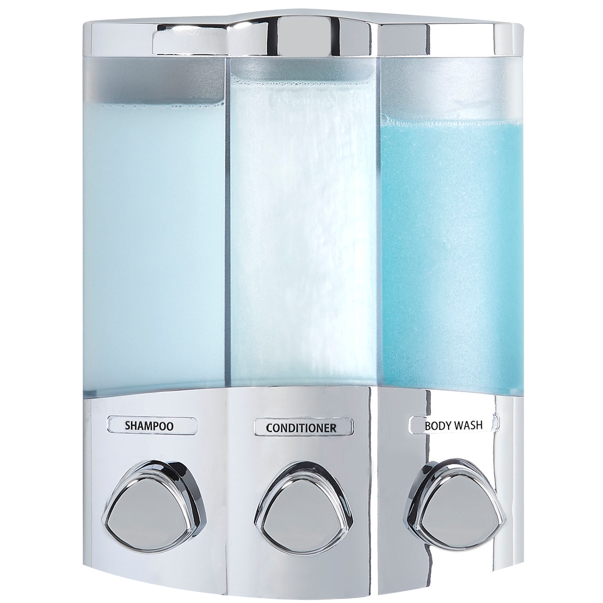 Better Living Euro TRIO Soap and Shower Dispenser 3 Chamber Chrome, Silver Better Living Euro TRIO Soap and Shower Dispenser 3 Chamber Chrome, Silver