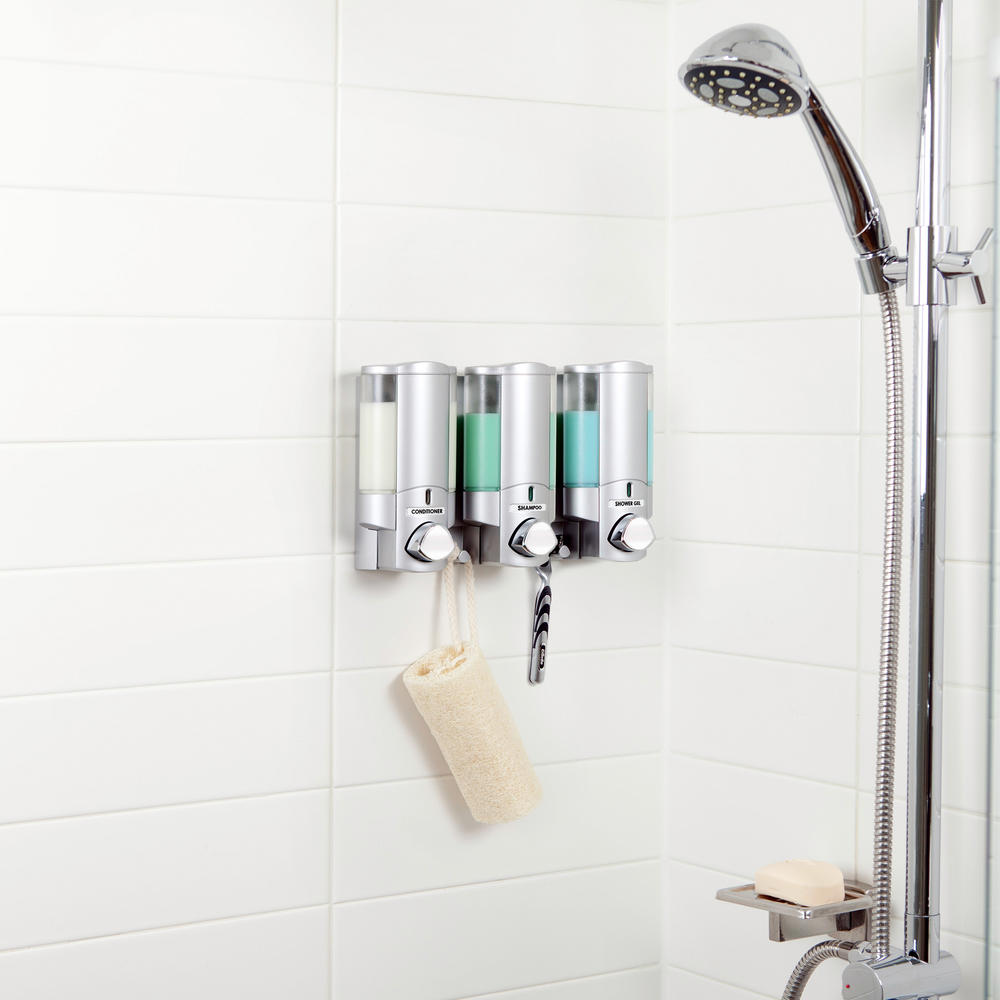 Better Living AVIVA Soap and Shower Dispenser 3 Chamber Satin Silver