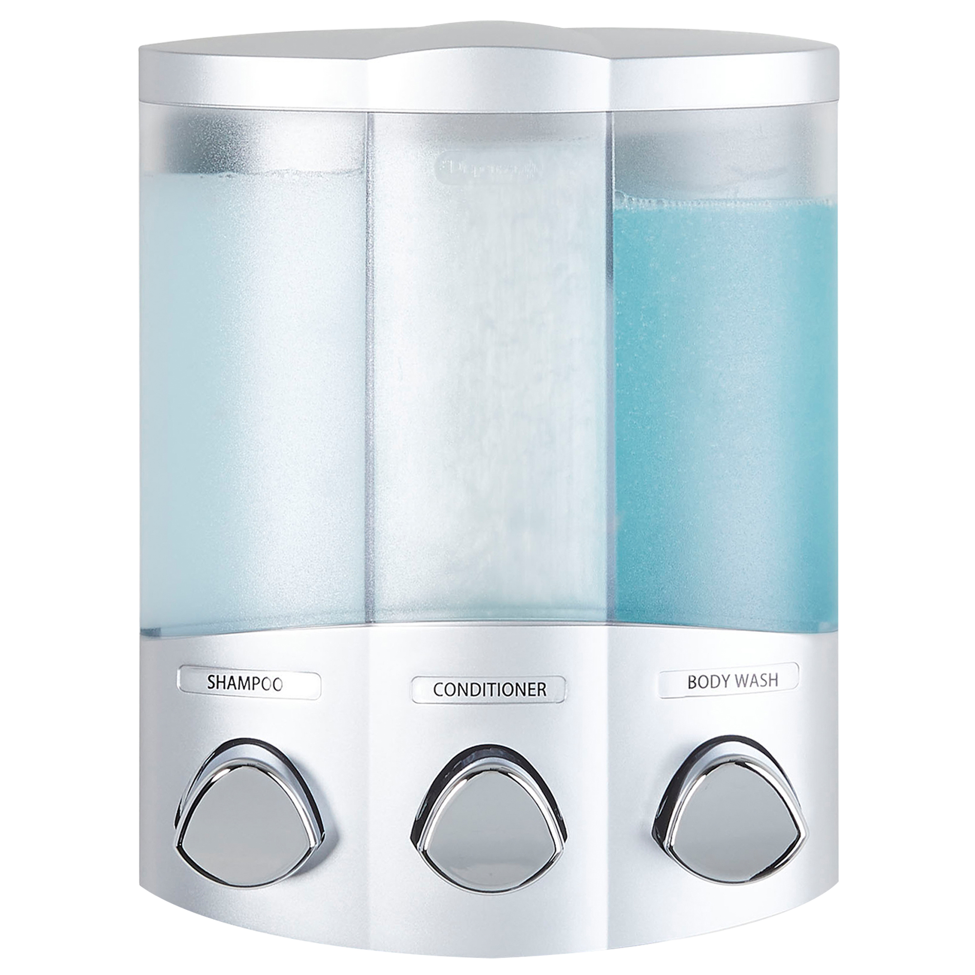 Better Living Euro TRIO Soap and Shower Dispenser 3 Chamber Satin Silver Better Living Euro TRIO Soap and Shower Dispenser 3 Chamber Satin Silver
