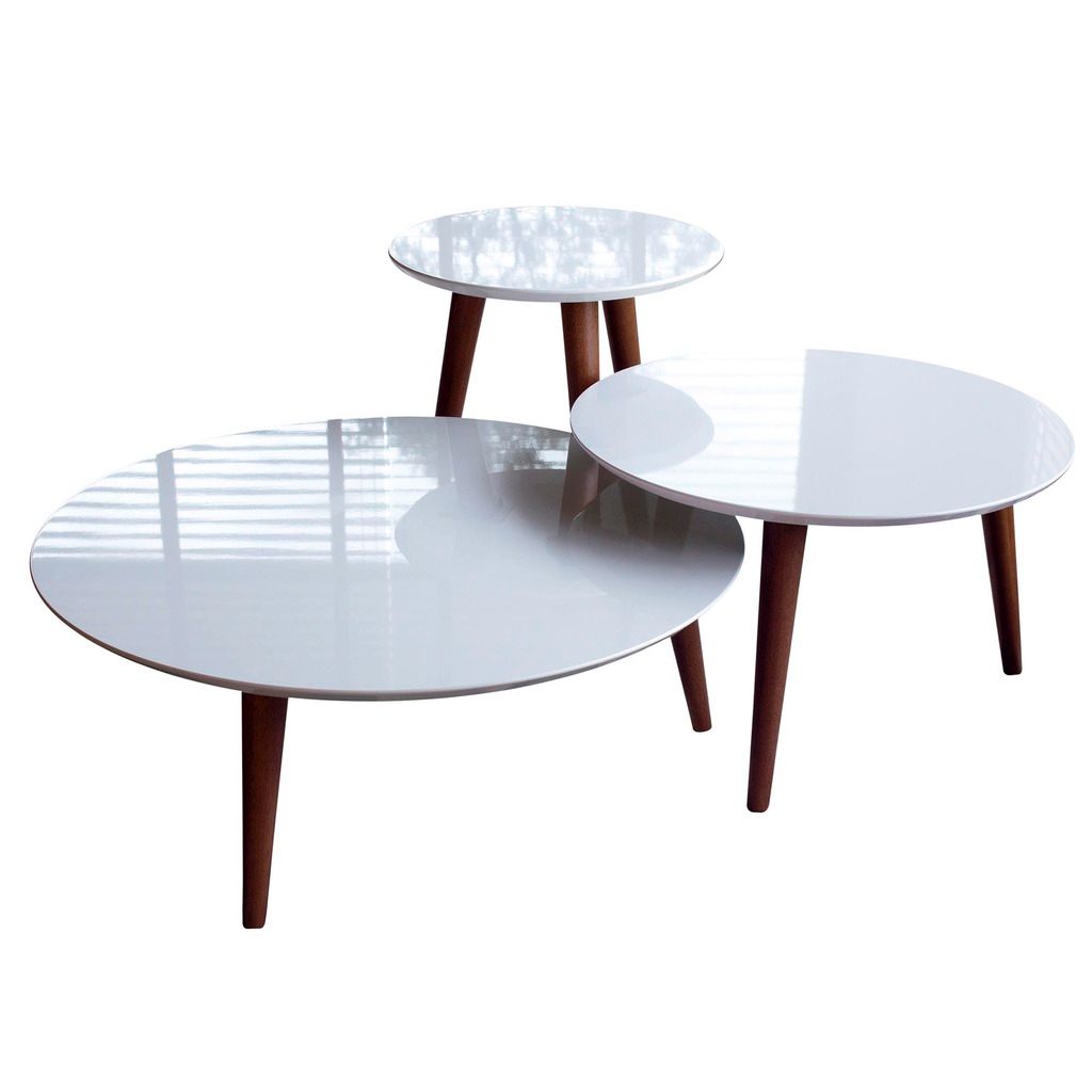 Manhattan Comfort Moore 3-Piece Modern Round End Table Set