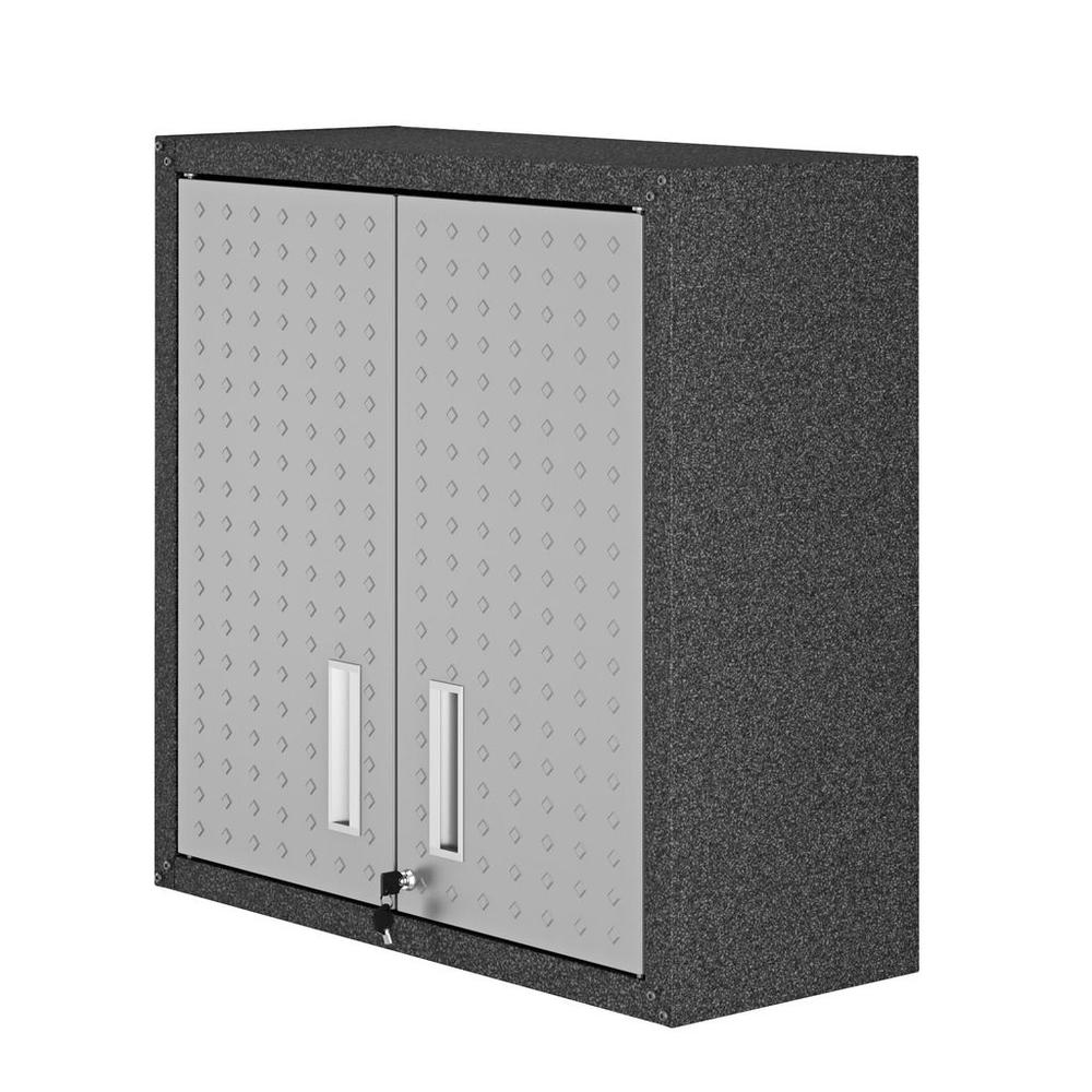 Manhattan Comfort Fortress 30" Floating Textured Metal Garage Cabinet in Grey