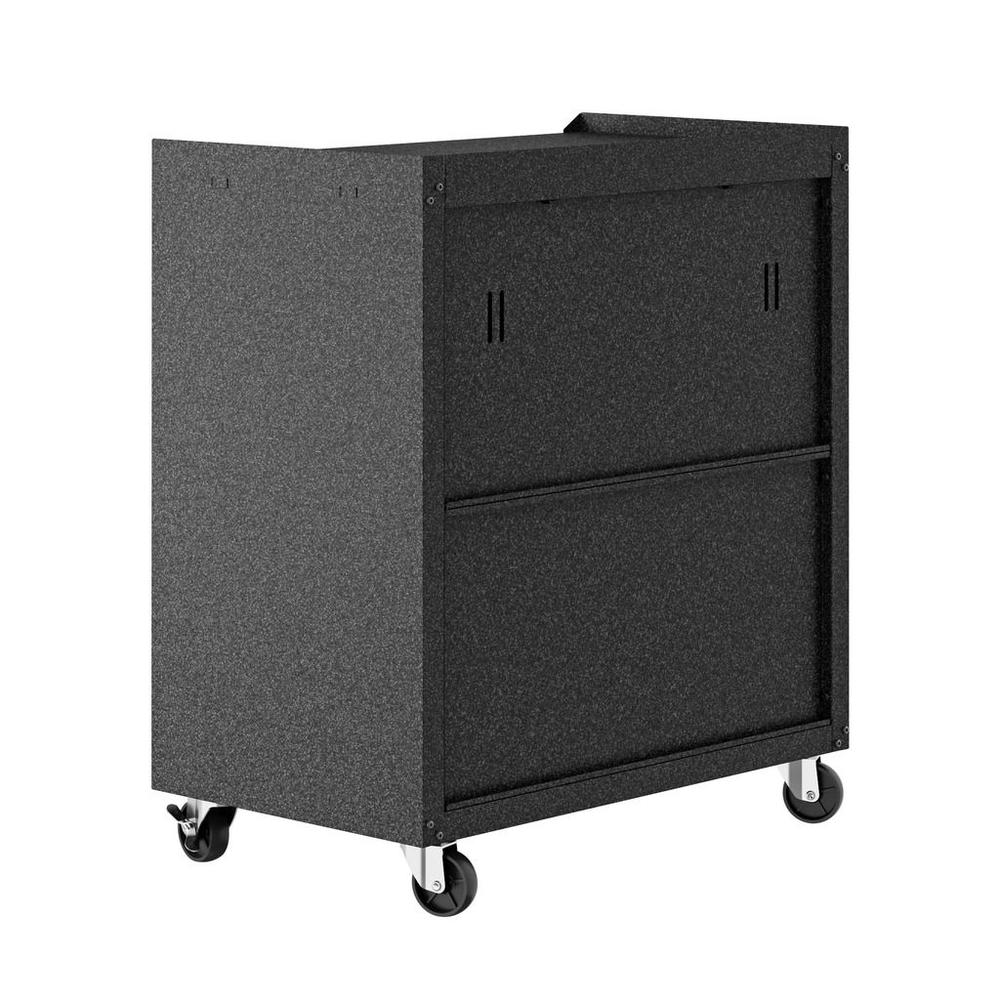 Manhattan Comfort Fortress Textured Metal 31.5" Garage Mobile Cabinet in Grey