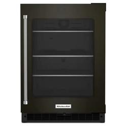 KitchenAid KURR314KBS 24 Inch, 5.20 Cu. Ft. Under Counter Glass Door Refrigerator with Metallic Accents
