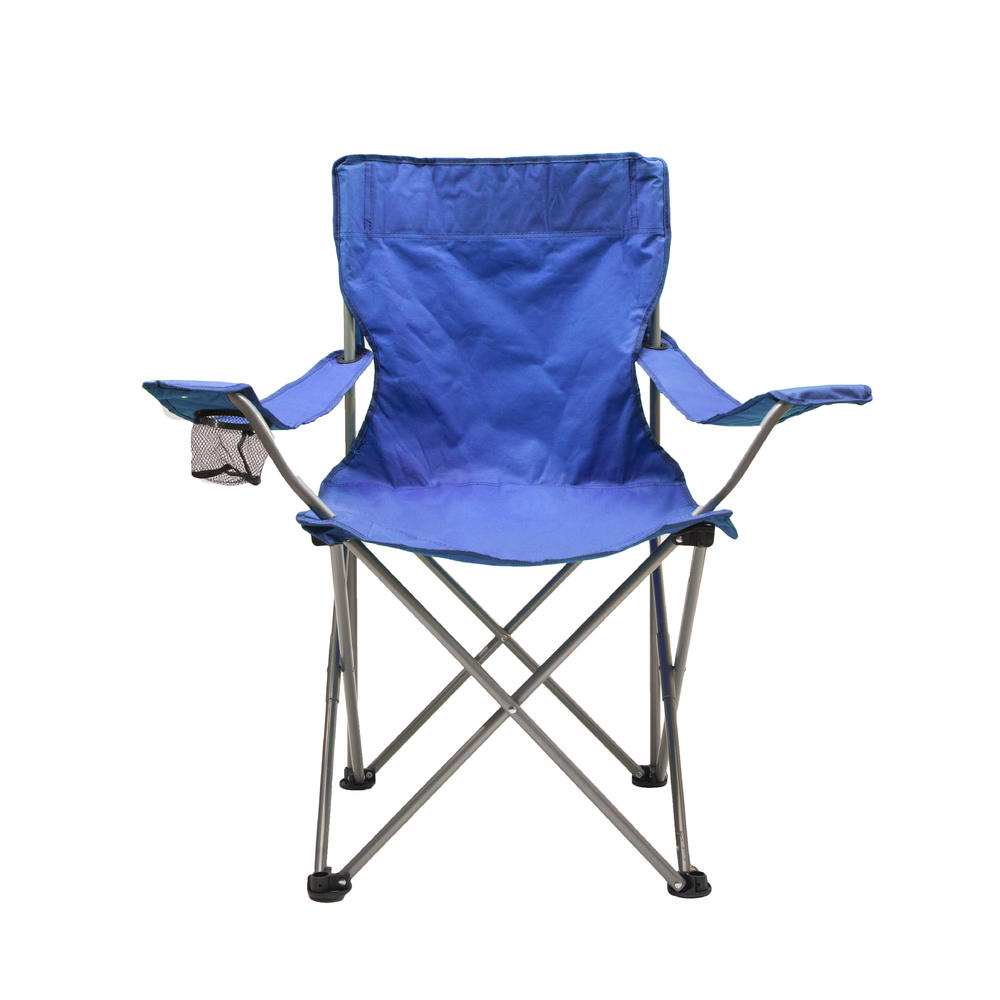 World Famous Sports Blue Quad Folding Chair with Arm Rest and Carry Bag
