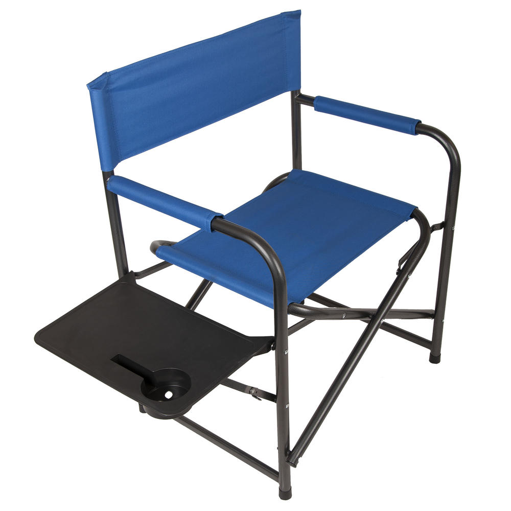 World Famous Sports Folding Director’s Chair with Table - Blue