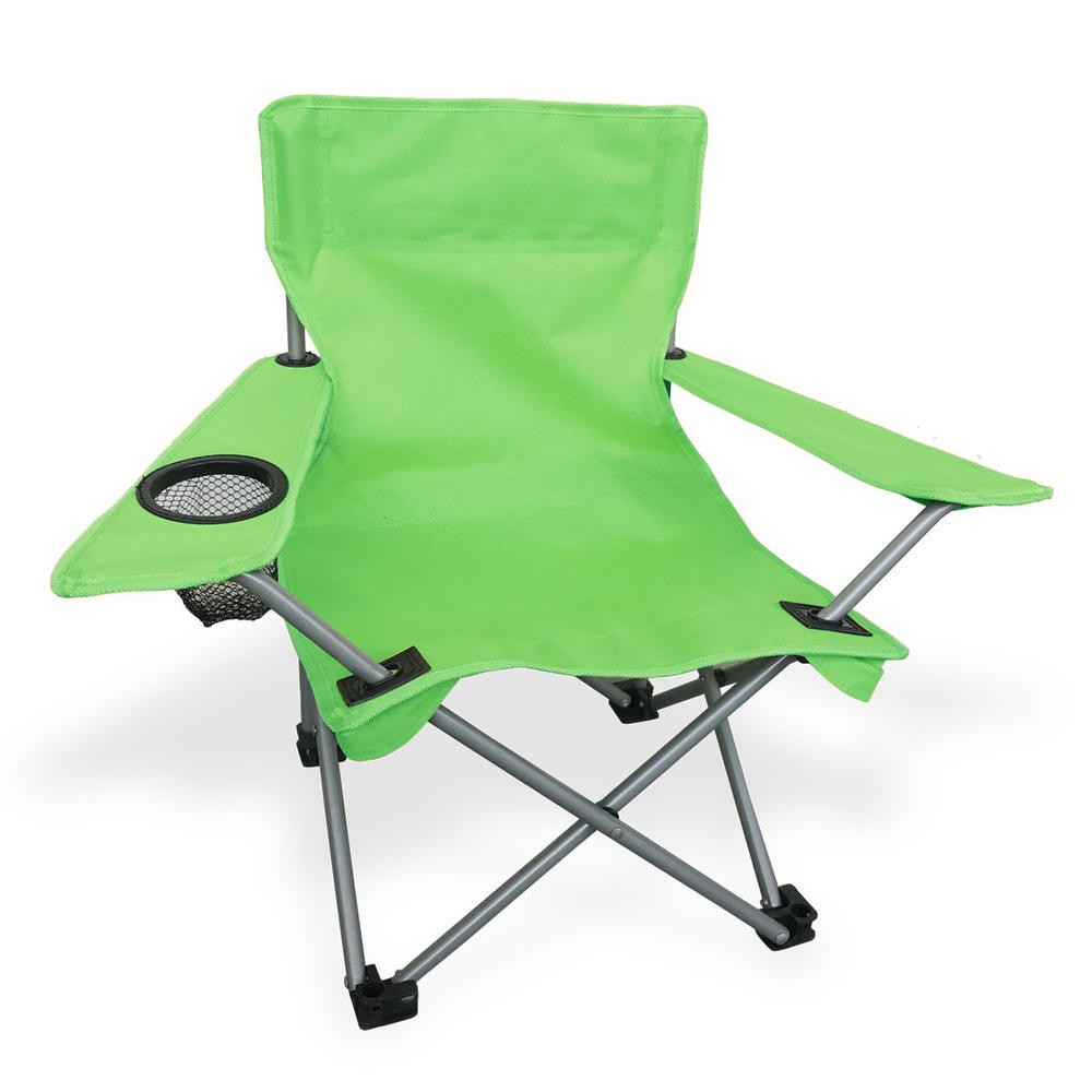 World Famous Sports Youth Folding Camping Chair with Arm Rests- Green