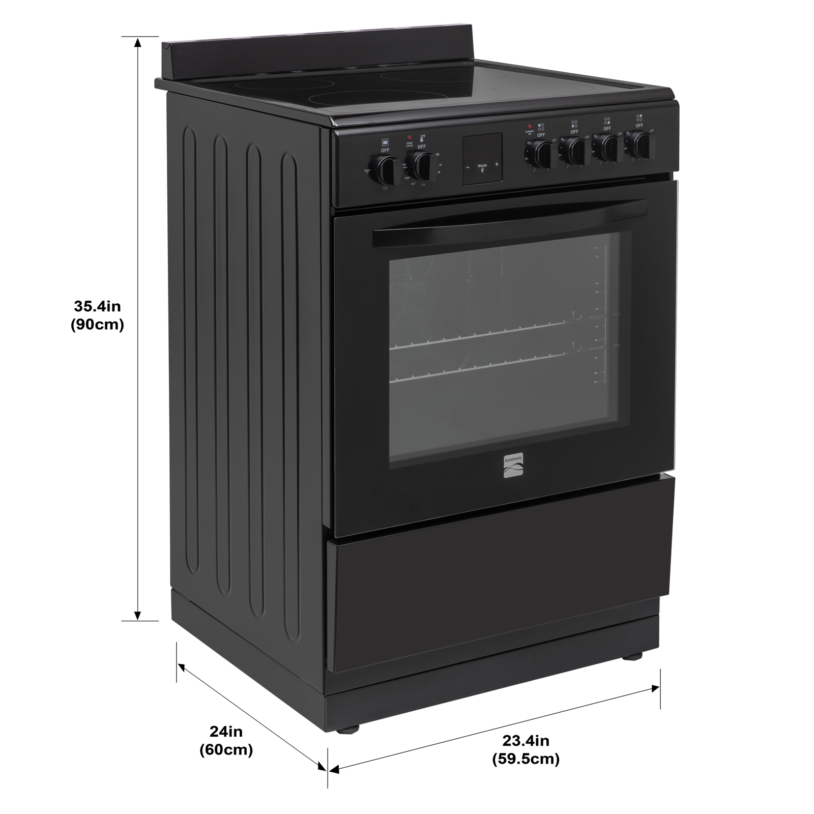 Thumbnail for 24" Wide Compact Front-Control Electric Range with 4 Burners & Storage Compartment  Black