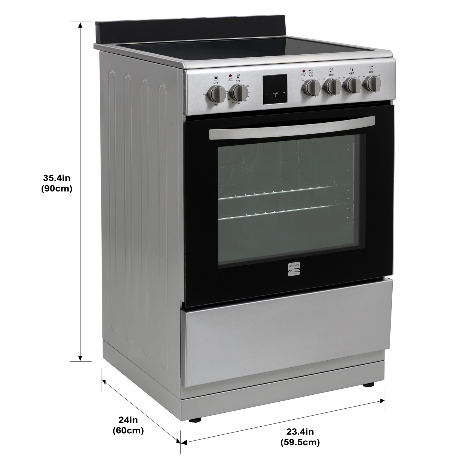 Thumbnail for 24" Wide Compact Front-Control Electric Range with 4 Burners & Storage Compartment  Stainless Steel