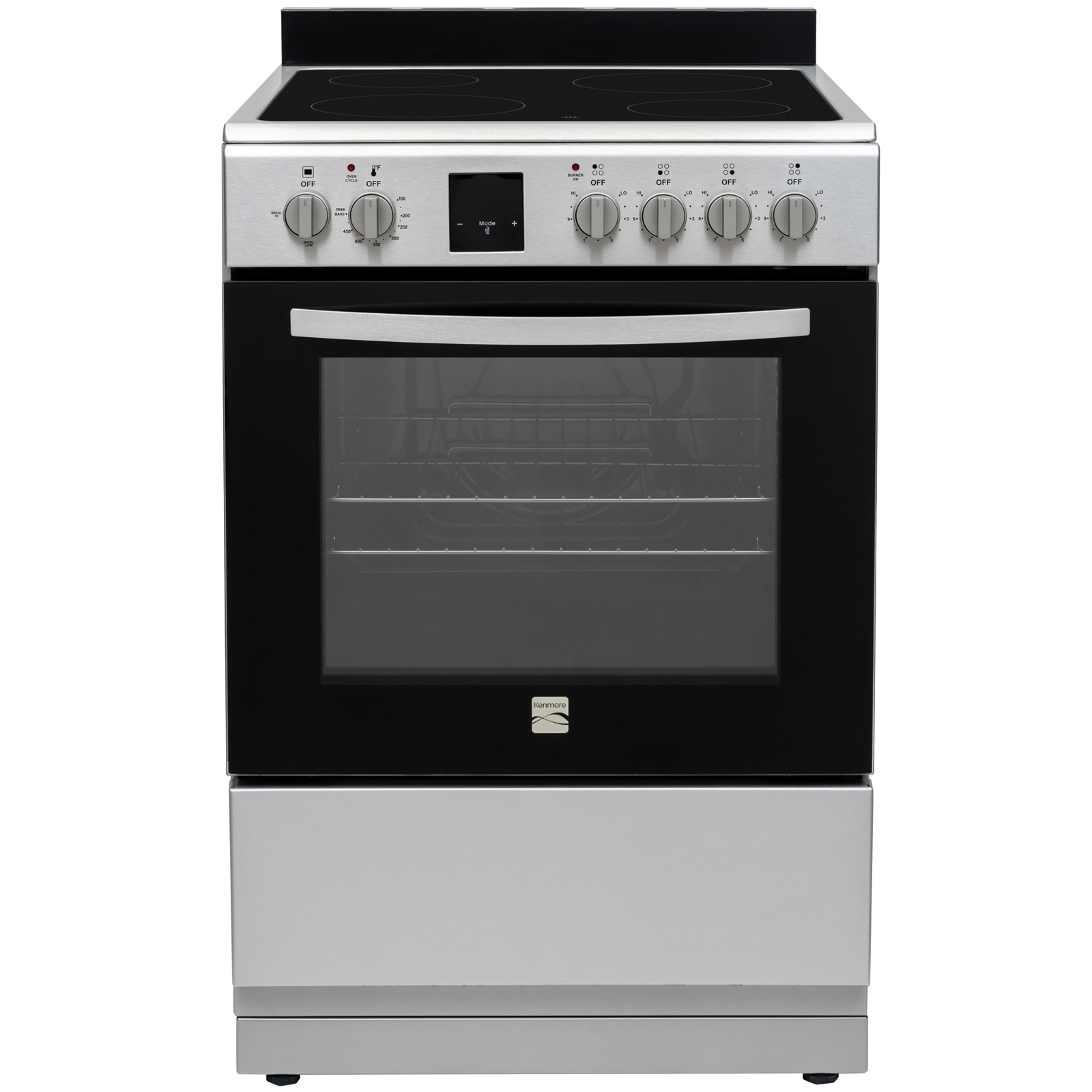 24" Wide Compact Front-Control Electric Range with 4 Burners & Storage Compartment  Stainless Steel