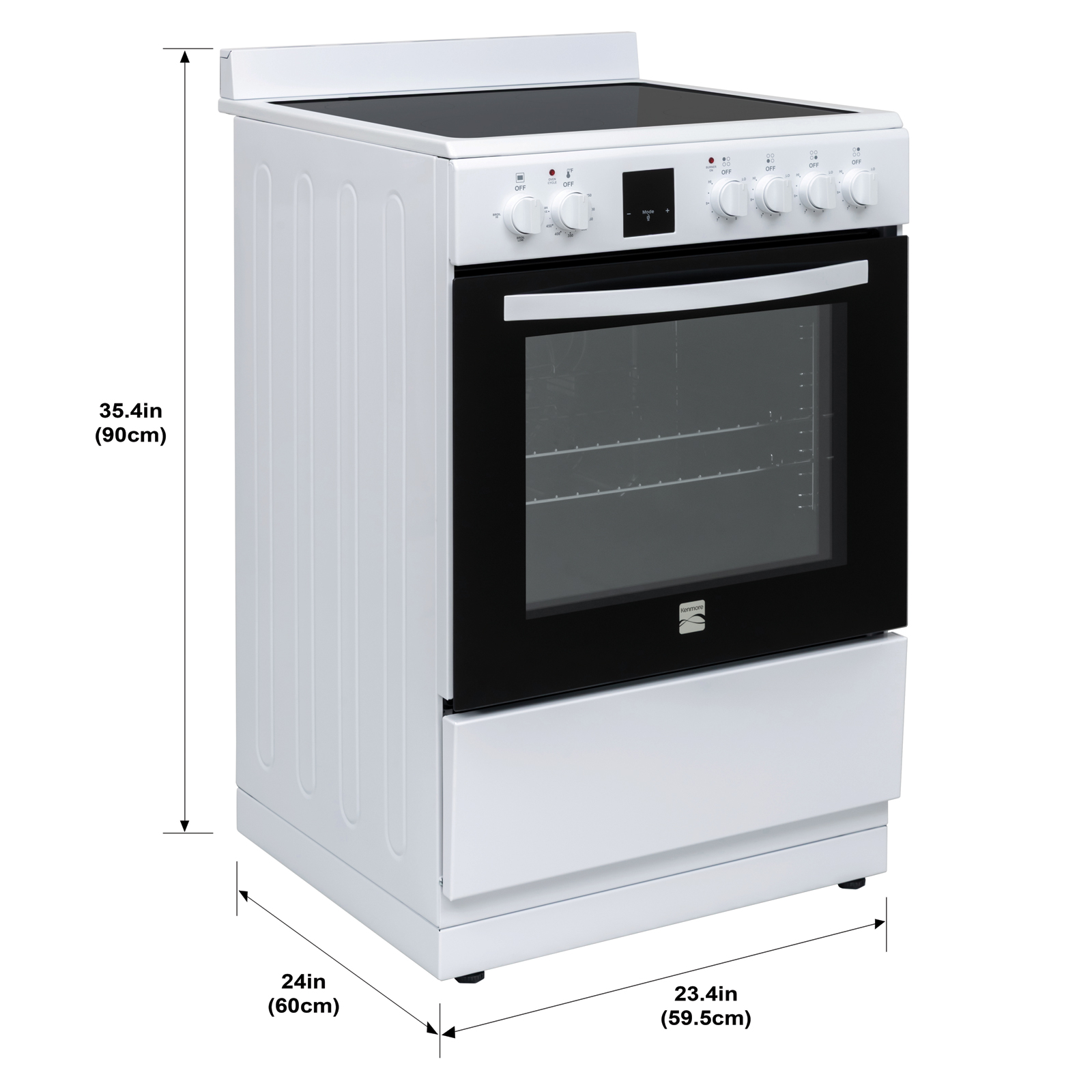 Thumbnail for 24" Wide Compact Front-Control Electric Range with 4 Burners & Storage Compartment  White