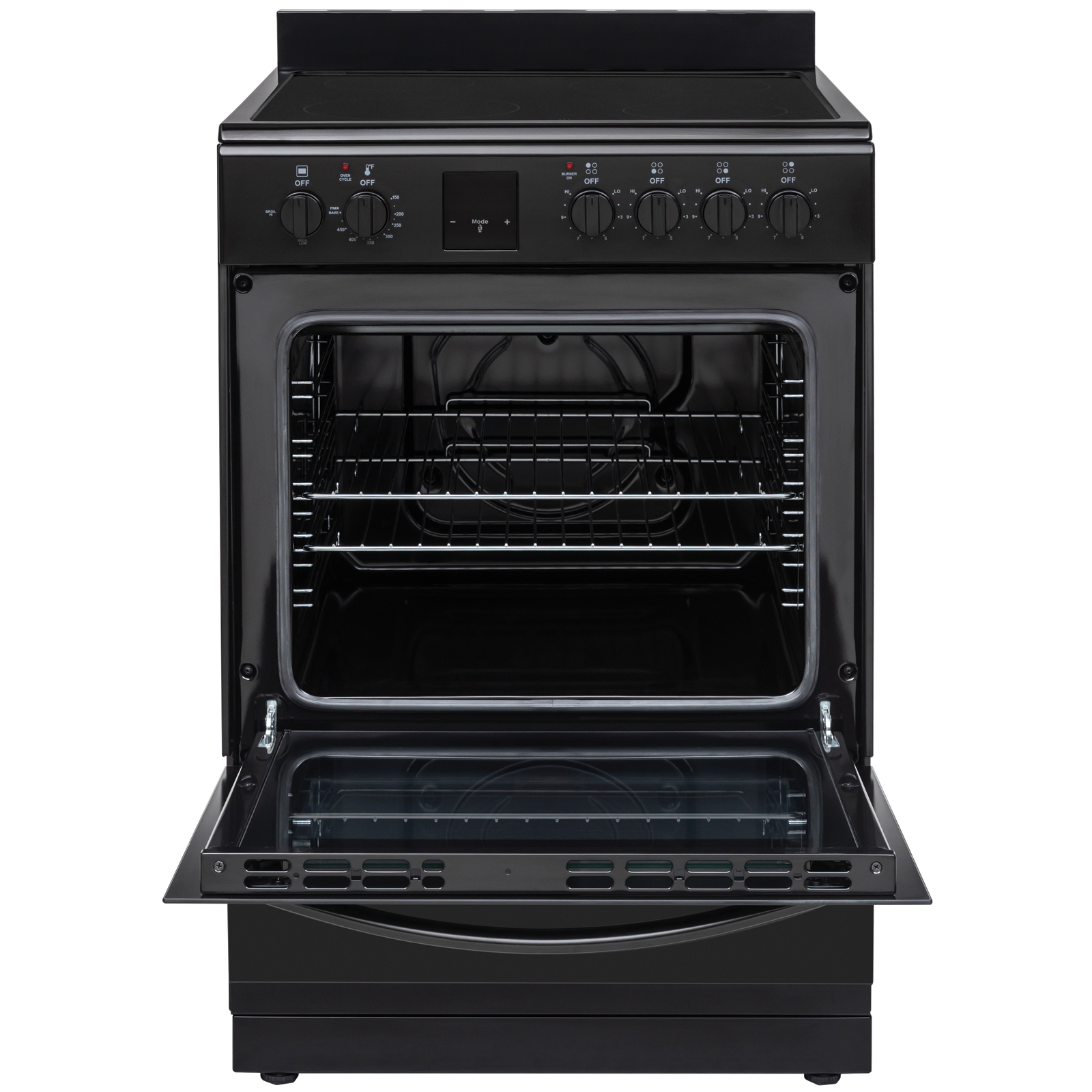 Thumbnail for 24" Wide Compact Front-Control Electric Range with 4 Burners & Storage Compartment  Black