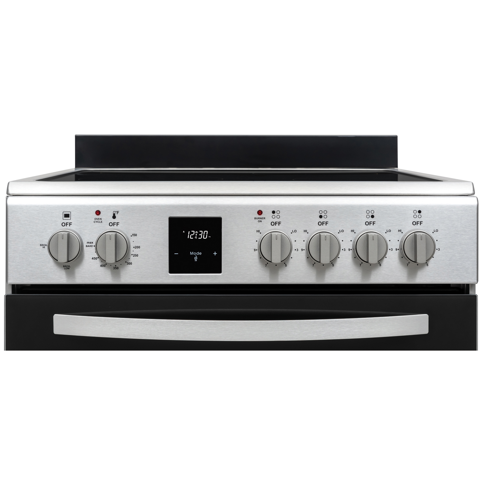 Thumbnail for 24" Wide Compact Front-Control Electric Range with 4 Burners & Storage Compartment  Stainless Steel