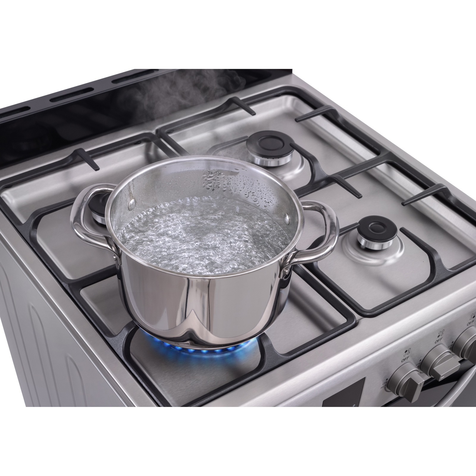 Thumbnail for 24" Wide Compact Front-Control Gas Range with 4 Burners & Storage Compartment  Stainless Steel